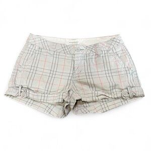 Aeropostale Women's Cargo Shorts - Gray and Pink Plaid